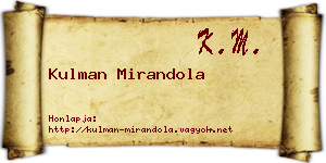 Kulman Mirandola névjegykártya